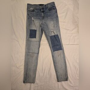 Lucky Brand Women's Light Blue Patched Torn Bridgette Skinny Jeans Sz 6